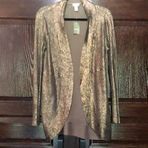 Chicos size one size 8to10 bronze metallic knit sweater Jacket
